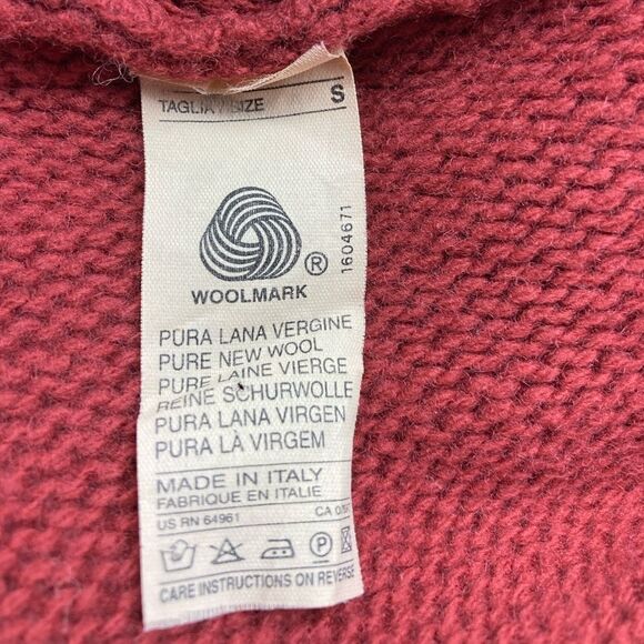 Made in Italy of Benetton Merino Wool Blend Button Front Burgundy Cardigan SZ S - Picture 6 of 6